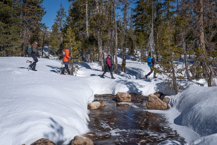 Hiking through the snow