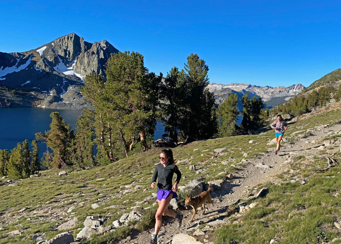 Emily and Danielle on a training run in the Sierra Nevada mountains.