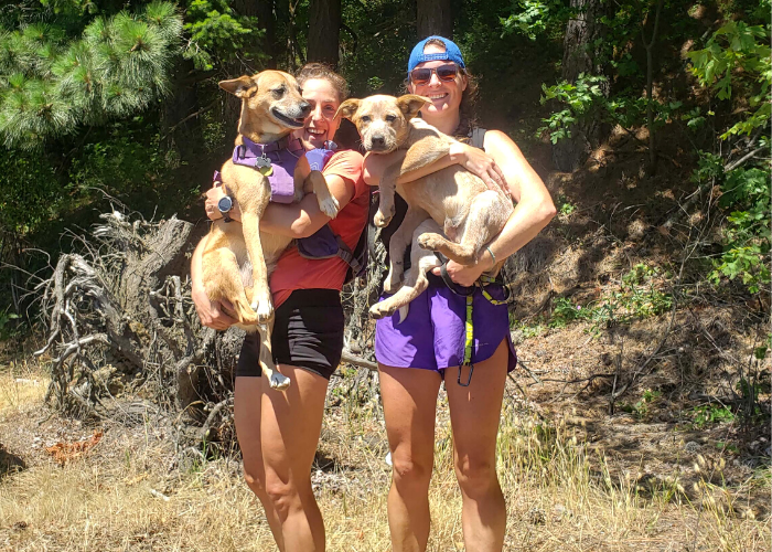 Emily and Danielle running on Dog Mountain