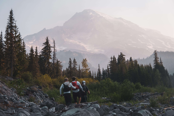 Hiking to the mountain