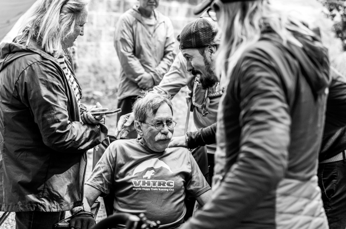 Tom Green sitting in a chair post race