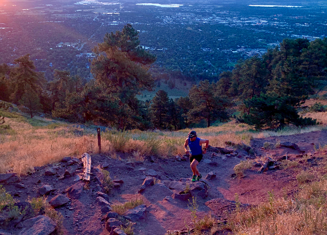 The author enjoying the alpenglow, shoes unknown.