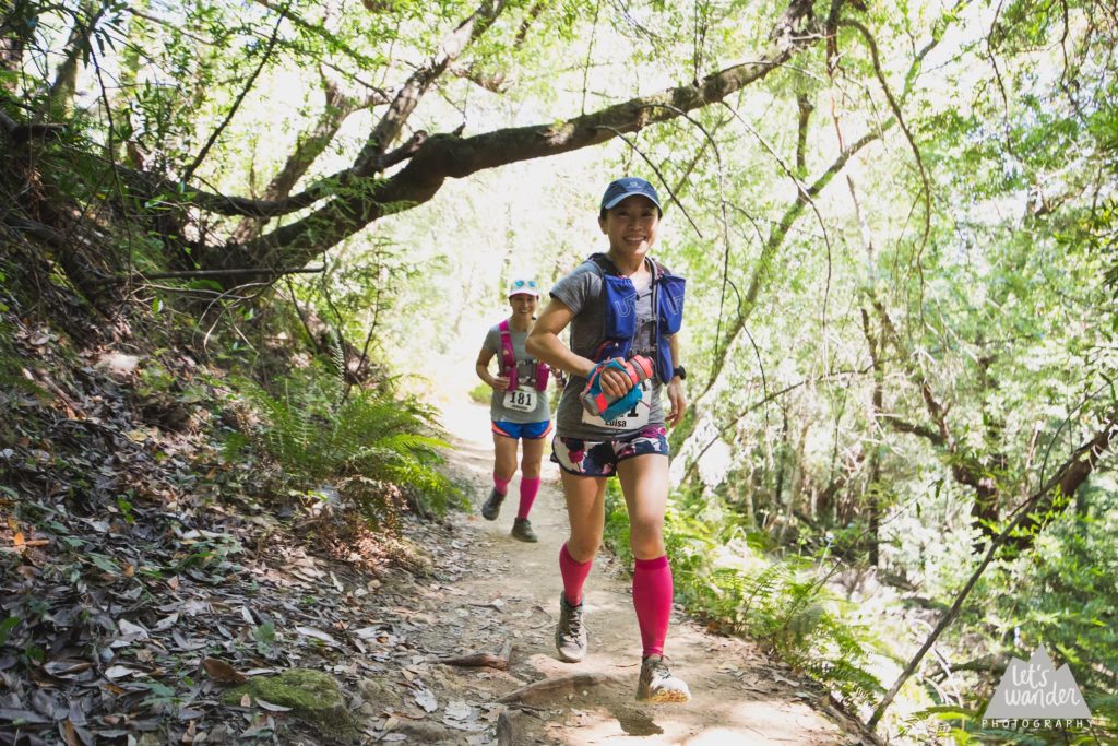 Runners make their way along the French Trail during the Skyline 50K in Redwood Regional Park