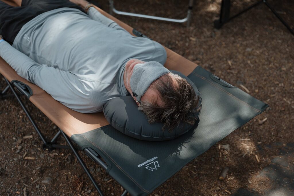 Quick nap at Tahoe City aid station