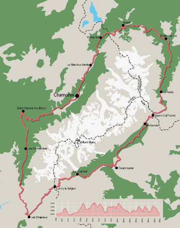 Map of UTMB course