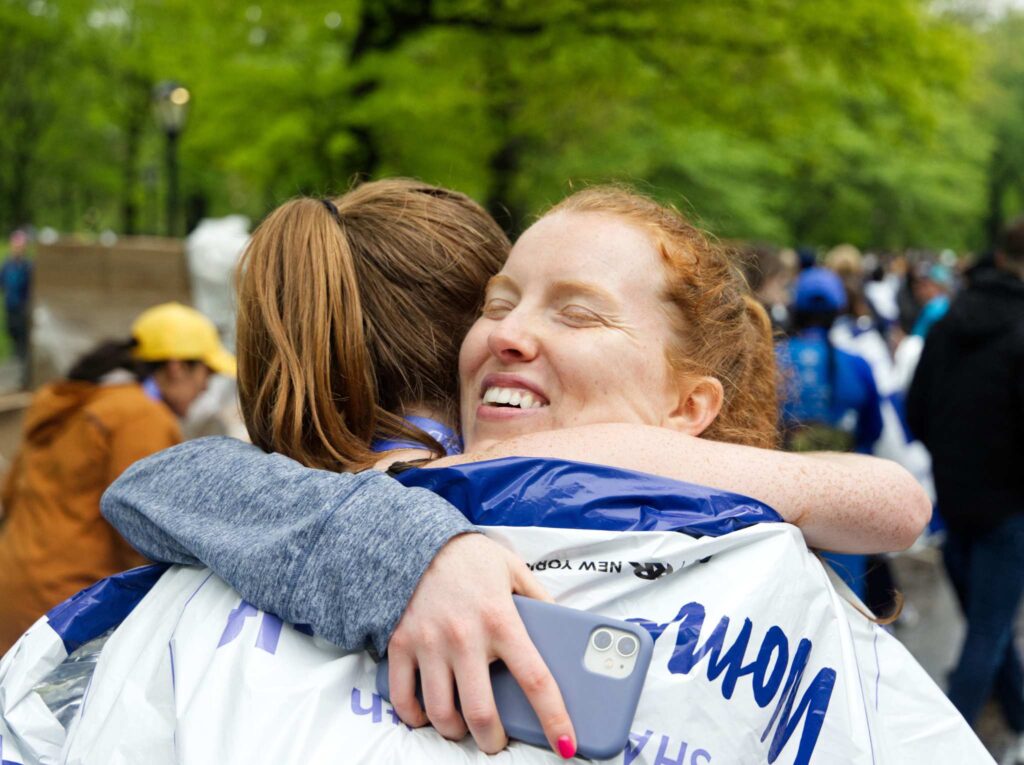 Finish line hugs