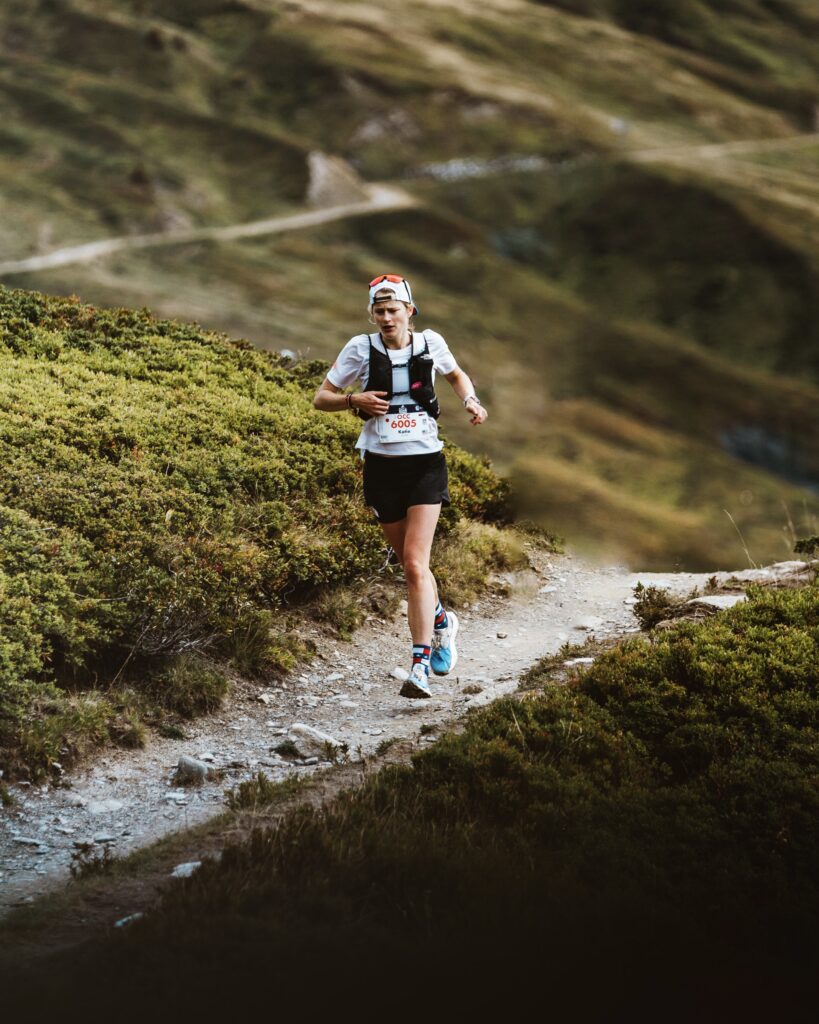 Katie running around UTMB