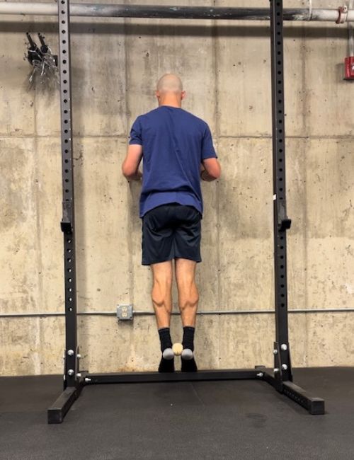 calf raise w/ ball high