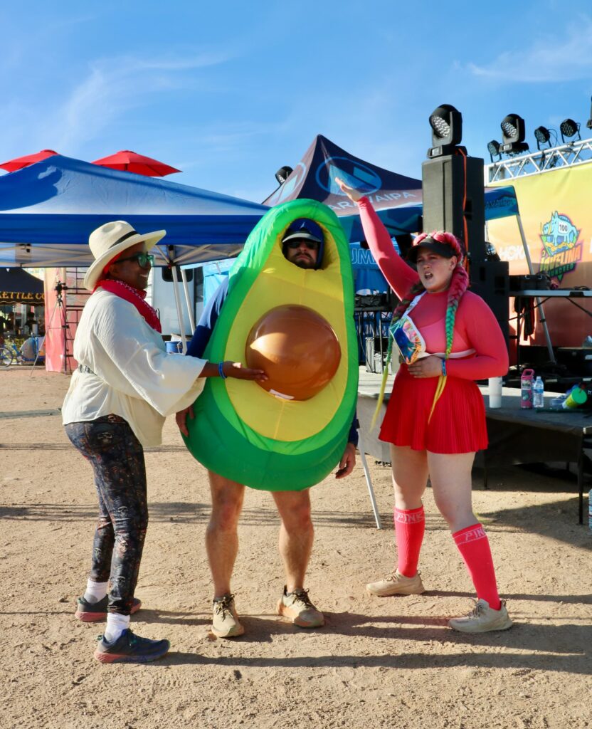 The best part of dressing up as an avocado is being able to bounce your pit all day keeping the finish line vibes extra hyped. 🥑