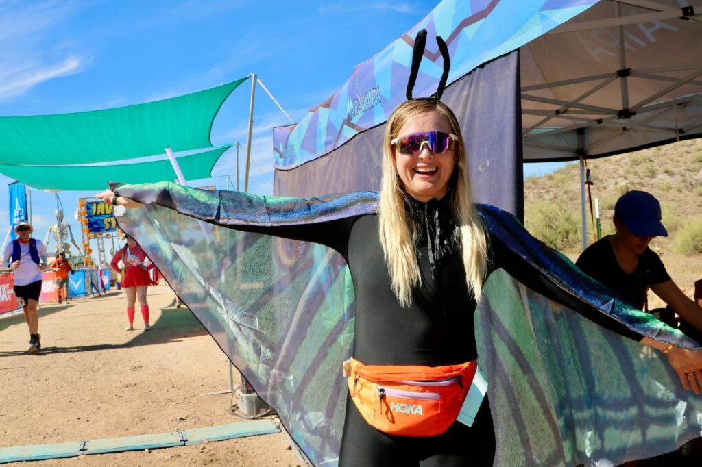 This is a moth, not to be confused with a butterfly. Her commitment to the black body suit was next level. Paired with a lamp (not pictured) and you have the couples costume you've been dreaming of. 🦋