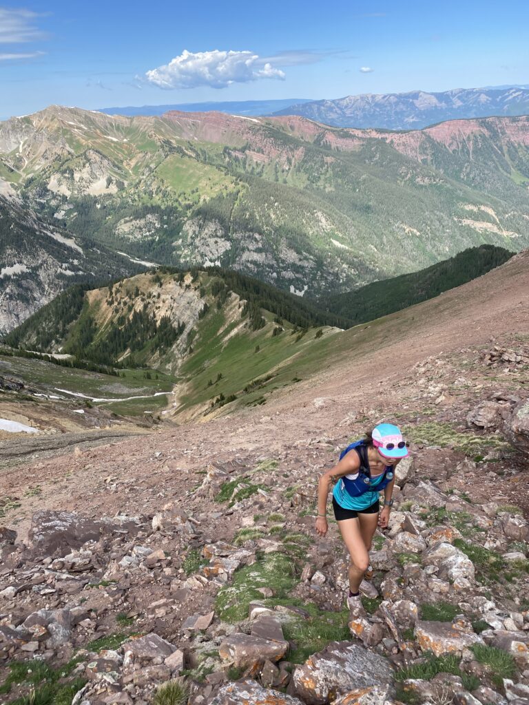 Zoë trekking uphill