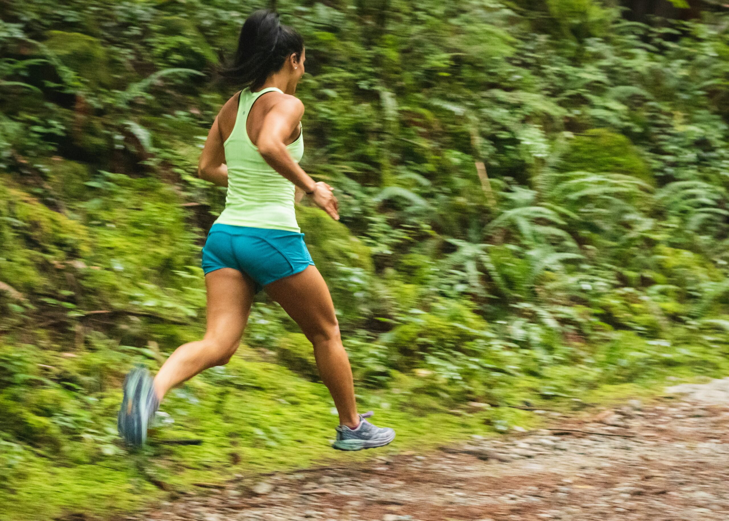 Woman running on dirt