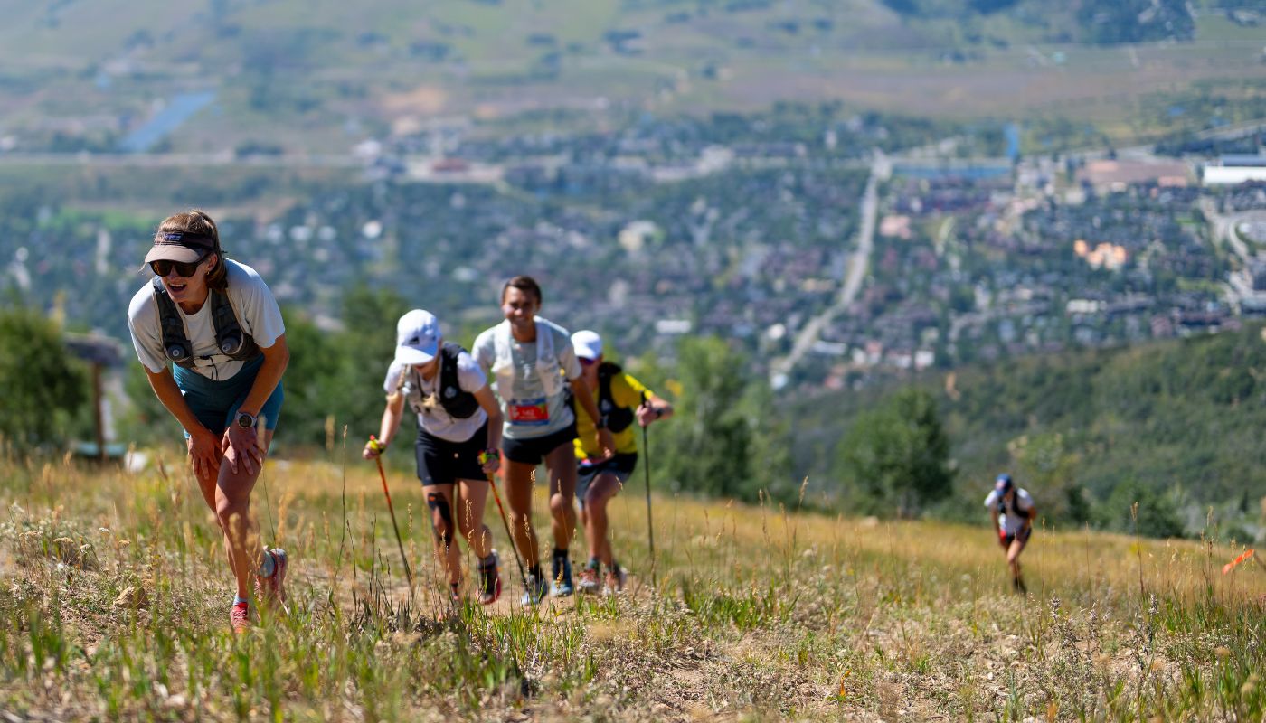 Runners going uphill