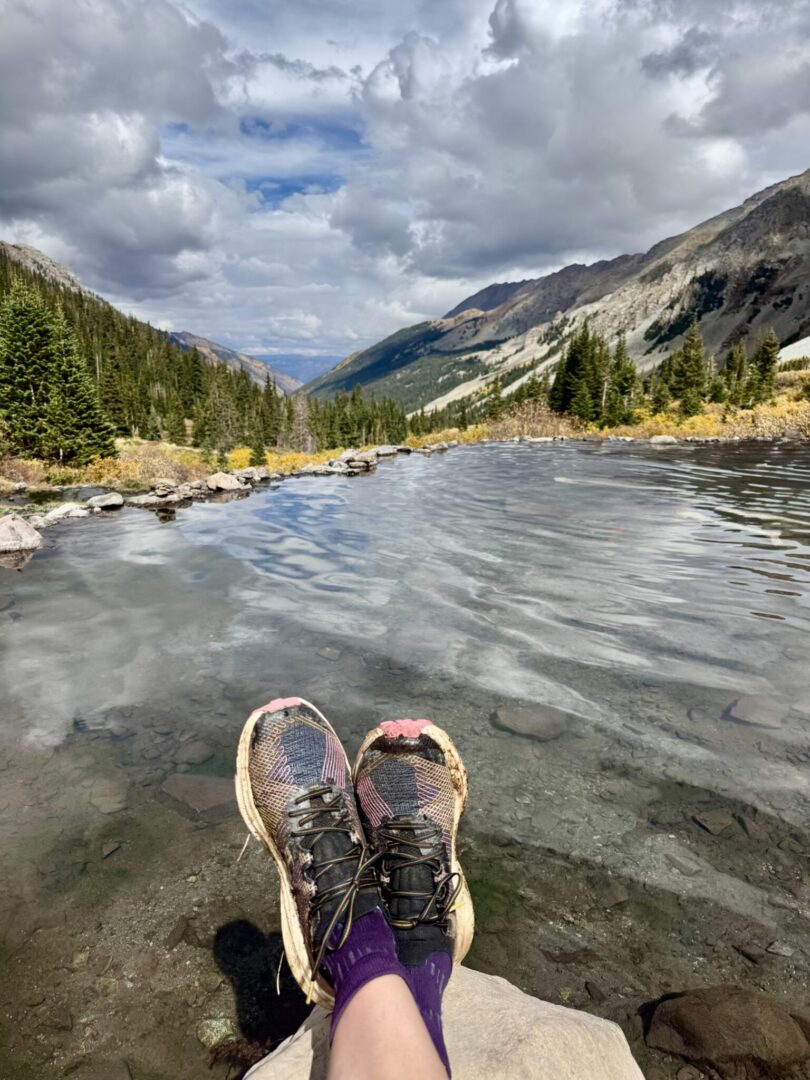 Sitting at Conundrum Hot Springs, actually enjoying not running.